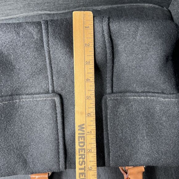 KATE SPADE Purse Quinn Whistler Black Wool Felt Tan Leather Satchel Tote Bag - Picture 5 of 8